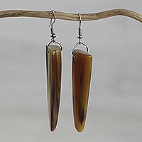 Featured review for Bull horn dangle earrings, Brown Enyefewu