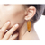 Bull horn dangle earrings, 'Brown Enyefewu' - Modern Horn Dangle Earrings (image 2i) thumbail
