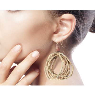 Terracotta beaded earrings, 'Earth Fantasy' - Unique Ceramic Dangle Earrings from Africa