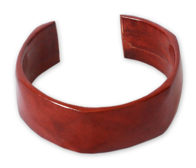 Leather cuff bracelet, 'African Brown' - Leather Cuff Bracelet