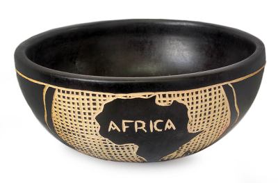 Wood decorative bowl, 'African Beauty' - Wood decorative bowl