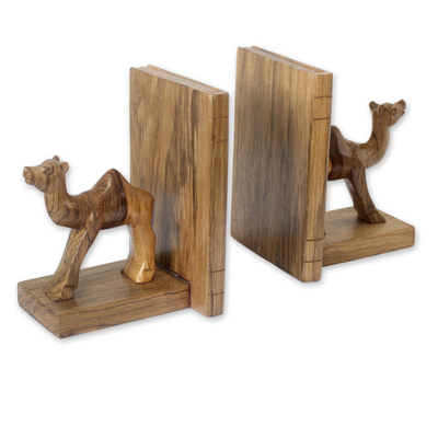 Hand Carved Wood Bookends (Pair)