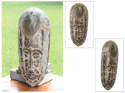 African wood mask, 'Egyptian Pharoah' - Fair Trade African Wood Mask