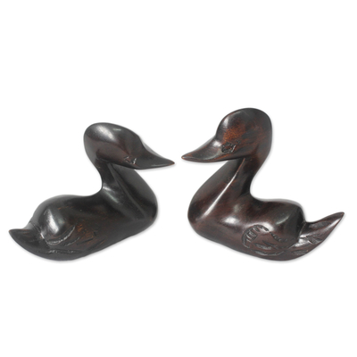 Ebony figurines, 'African Ducks' (pair) - Ebony figurines (Pair)