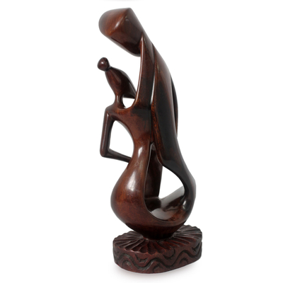Ebony sculpture, 'Family of Four' - Unique Wood Sculpture from Africa