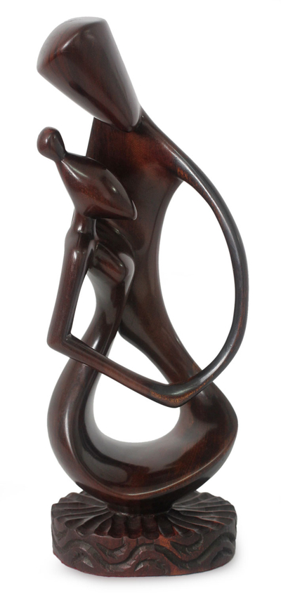 Ebony sculpture, 'Love Flourishes' - African Romantic Wood Sculpture