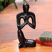 Wood sculpture, 'Inspirational Message' - Hand Crafted Wood Sculpture