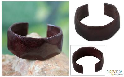Leather cuff bracelet, 'Dasba in Dark Brown' - African Leather Cuff Bracelet