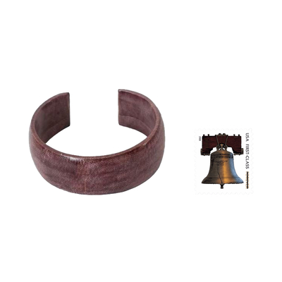 Leather cuff bracelet, 'Annula in Plum' - Leather Cuff Bracelet