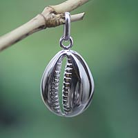 Sterling silver pendant, 'Abundant Cowrie'