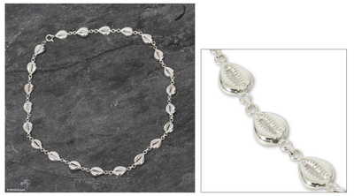 Sterling silver link necklace, 'Abundant Cowrie' - Sterling silver link necklace