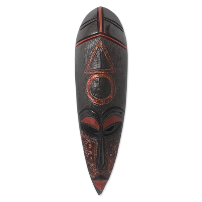 Ghanaian wood mask, 'Sign of Justice' - Unique African Wood Mask