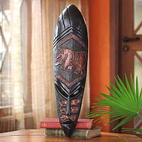 Featured review for Ghanaian wood mask, African Rhinoceros Spirit