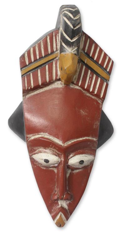 Ghanaian wood mask, 'Cola Nut Gatherer' - African wood mask