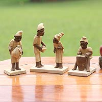 Wood statuettes, 'Ghanaian Musicians' (set of 3)