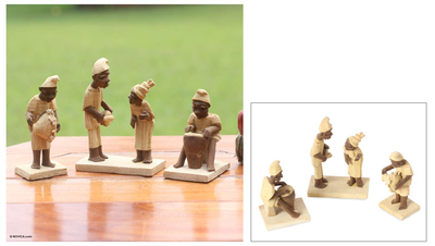 Estatuillas de madera, 'Músicos de Ghana' (juego de 3) - Estatuillas de madera (Juego de 3)