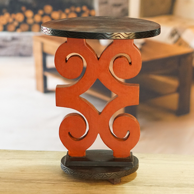 Wood accent table, 'African Ram's Horn' - African Wood Accent Table