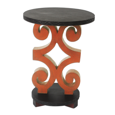 Wood accent table, 'African Ram's Horn' - African Wood Accent Table