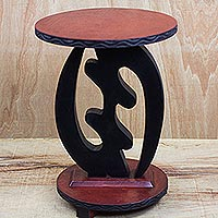 Wood accent table, 'God is Supreme' - Wood Accent Table from West Africa