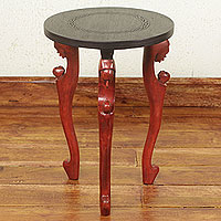 Wood accent table, 'African Mother'