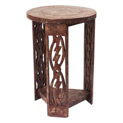 Wood accent table, 'I Fear Only God' - Wood accent table