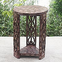 Wood side table, 'Keep and Preserve' - Wood side table