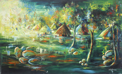 'A Quiet Village' (2008) - Landscape Expressionist Painting