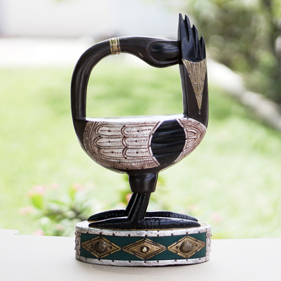 Wood sculpture, 'Ashanti Sankofa Bird' - Wood sculpture