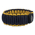Men's wristband bracelet, 'Amina in Gold and Navy' - Men's Wristband Bracelet
