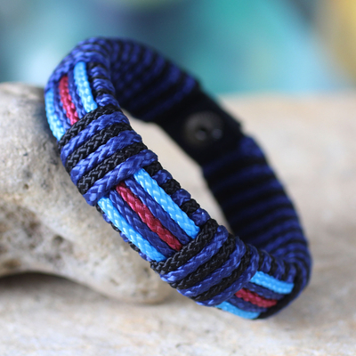 Men's wristband bracelet, 'Legends of Africa' - Men's Artisan Crafted Wristband Bracelet