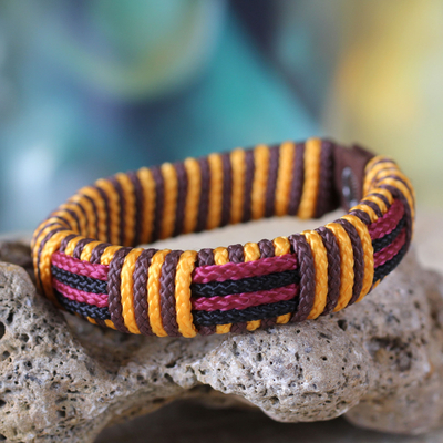 Men's wristband bracelet, 'Mystique of Africa' - Men's wristband bracelet