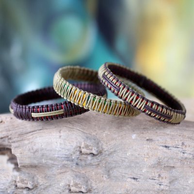 Bangle bracelets, 'Fulani Kente Treasure' (set of 3) - Bangle bracelets (Set of 3)