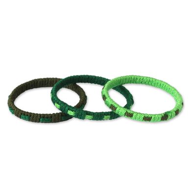 Bangle bracelets, 'Eden Green' (set of 3) - Bangle Bracelet from Africa (Set of 3)