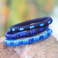 Bangle bracelets, 'Azure Fantasy' (set of 3) - Bangle bracelets (Set of 3)