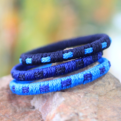Bangle bracelets, 'Azure Fantasy' (set of 3) - Bangle bracelets (Set of 3)