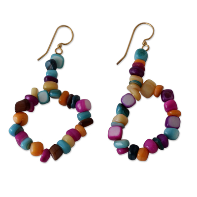 Beaded earrings, 'Obrempon' - Hand Made Agate Earrings from Africa