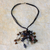 Wood and recycled glass pendant necklace, 'Earth Medley' - Wood and recycled glass pendant necklace (image 2) thumbail