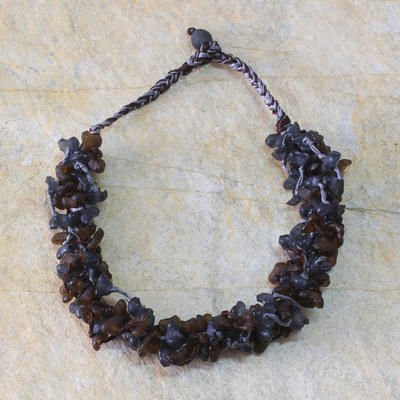 Recycled bead necklace, 'Midnight Fog' - Recycled bead necklace