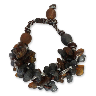 Recycled bead bracelet, 'Midnight Fog' - Recycled bead bracelet
