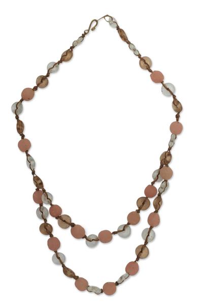 Recycled bead necklace, 'Peachy Pretty' - Recycled bead necklace