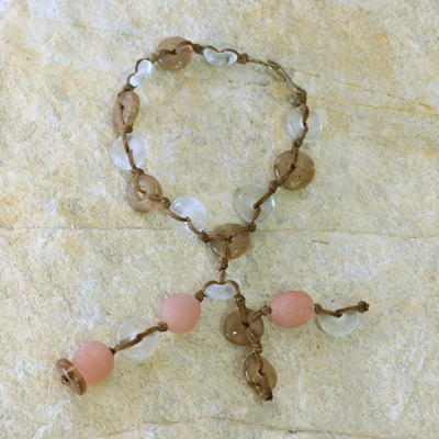 Recycled bead bracelet, 'Peachy Pretty' - Recycled bead bracelet
