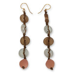 Recycled bead dangle earrings, 'Peachy Pretty' - Fair Trade African Recycled Glass Earring