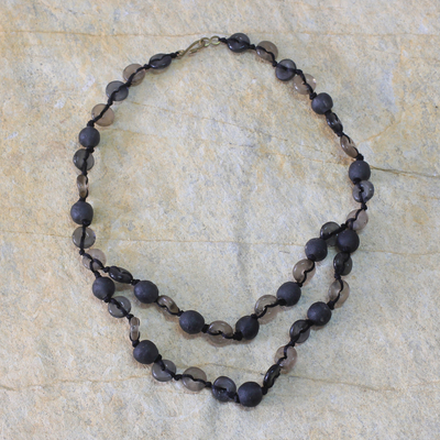 Recycled bead necklace, 'Pretty Taupe' - Recycled bead necklace