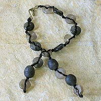 Recycled bead bracelet, 'Pretty Taupe' - Recycled bead bracelet