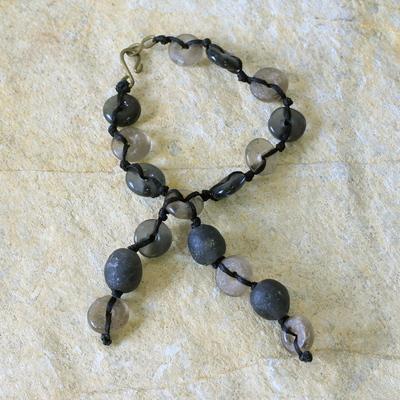Recycled bead bracelet, 'Pretty Taupe' - Recycled bead bracelet