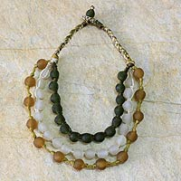 Halskette aus recycelten Perlen, „Summer Fields“ – Halskette aus recycelten Perlen
