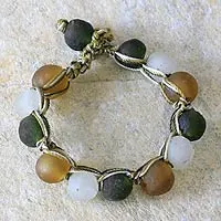 Recycled bead bracelet, 'Summer Fields'