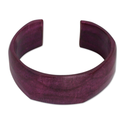 Leather cuff bracelet, 'Dasba in Mauve' - Leather cuff bracelet