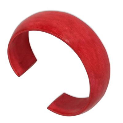 Leather cuff bracelet, 'Annula in Red' - Leather Cuff Bracelet
