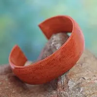 Pulsera de cuero, 'Annula in Orange' - Pulsera de cuero